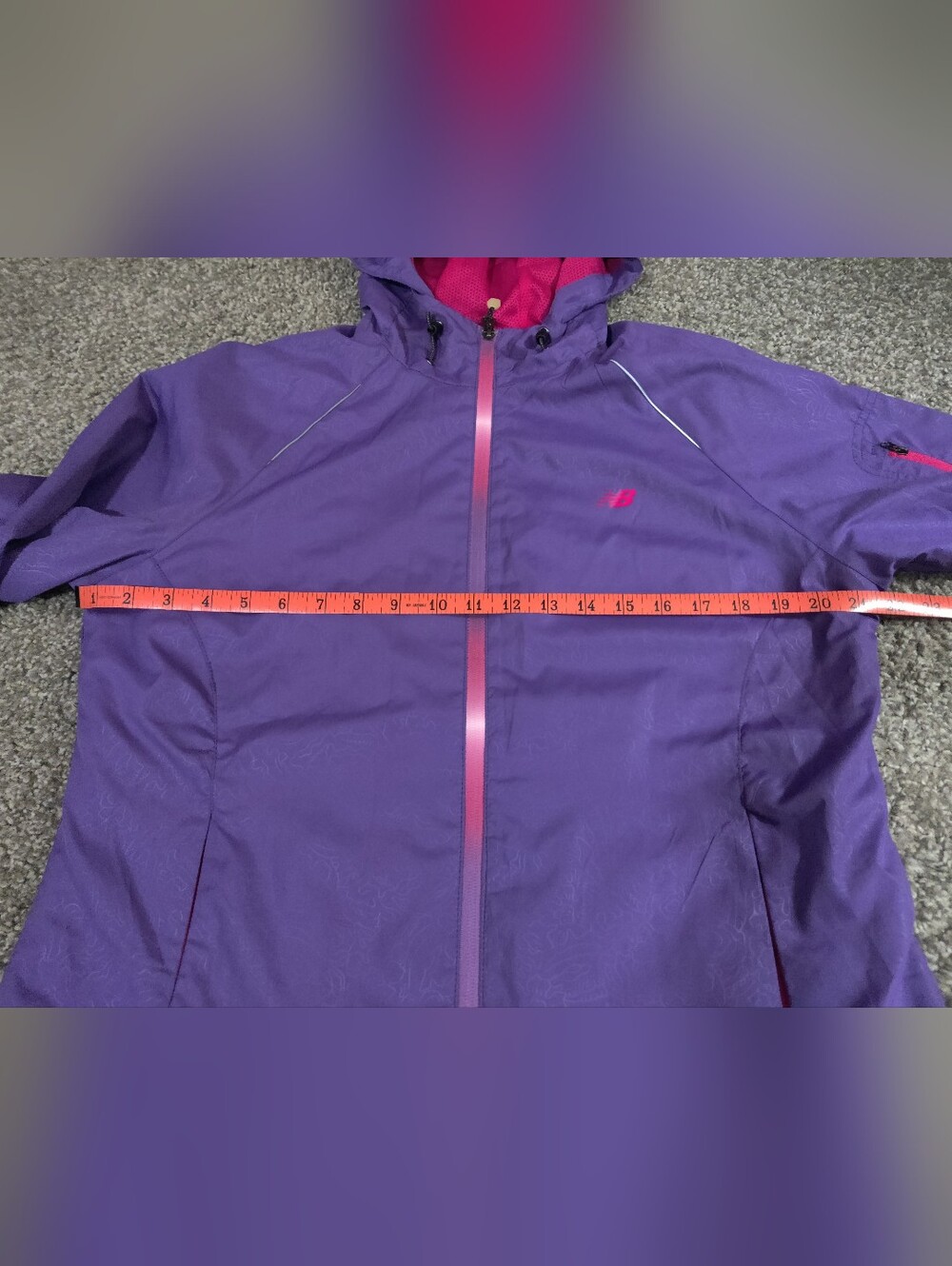 New Balance Purple Hooded Windbreaker with Pink Accents - Picture 4 of 7